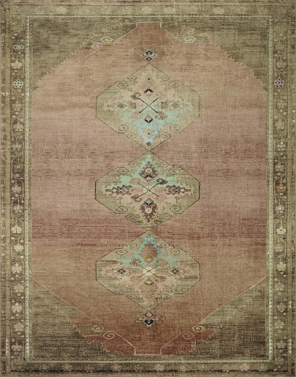 Loloi Magnolia Home by Joanna Gaines Sinclair Collection SIN-06 Clay/Tobacco 5'-0 x 7'-0, .25 Pile Height, Machine Washable, Area Rug